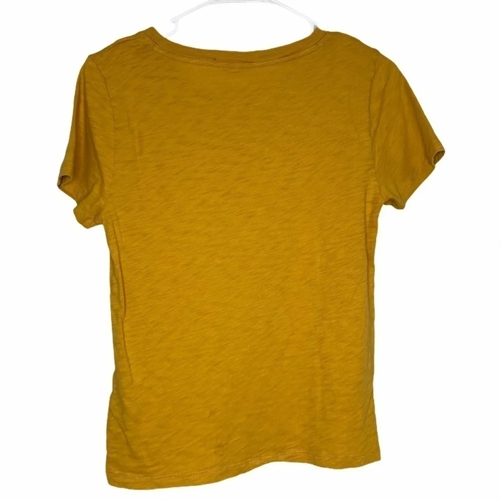 J. CREW Yellow Embroidered Floral Cotton Tee Size Small